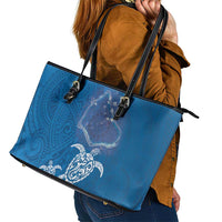 Cook Islands Manihiki Atoll Leather Tote Bag Maori Turtle and Polynesian Pattern LT03 - Polynesian Pride
