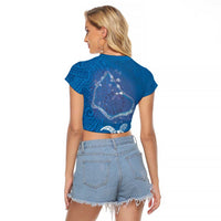 Cook Islands Manihiki Atoll Raglan Cropped T Shirt Maori Turtle and Polynesian Pattern LT03 - Polynesian Pride