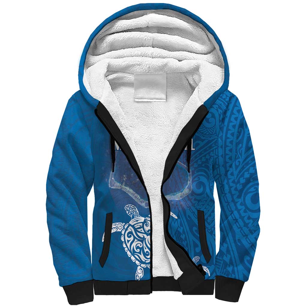Cook Islands Manihiki Atoll Sherpa Hoodie Maori Turtle and Polynesian Pattern LT03 Unisex Blue - Polynesian Pride