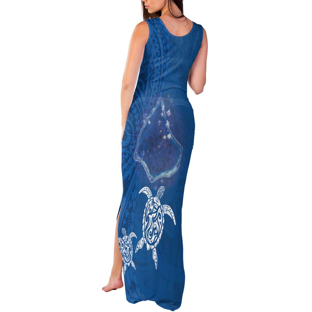 Cook Islands Manihiki Atoll Tank Maxi Dress Maori Turtle and Polynesian Pattern