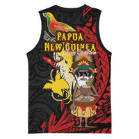 Papua New Guinea Christmas Basketball Jersey Funny Melanesian Santa with Bird-of-paradise Tribal Style LT03 - Polynesian Pride