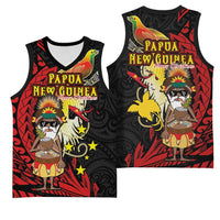 Papua New Guinea Christmas Basketball Jersey Funny Melanesian Santa with Bird-of-paradise Tribal Style LT03 - Polynesian Pride