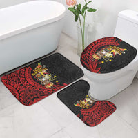 Papua New Guinea Christmas Bathroom Set Funny Melanesian Santa with Bird-of-paradise Tribal Style LT03 - Polynesian Pride