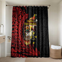Papua New Guinea Christmas Bathroom Set Funny Melanesian Santa with Bird-of-paradise Tribal Style LT03 Shower Curtain Only Black - Polynesian Pride