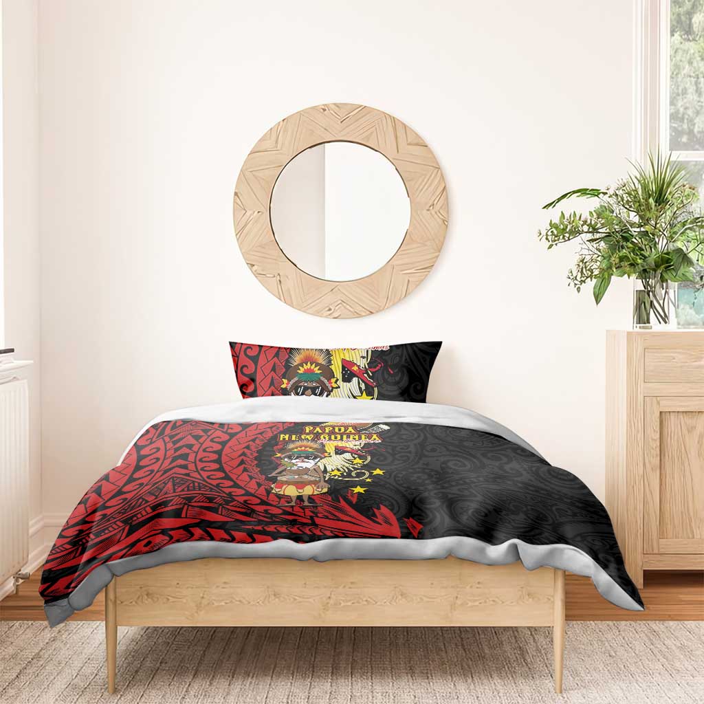 Papua New Guinea Christmas Bedding Set Funny Melanesian Santa with Bird-of-paradise Tribal Style LT03 - Polynesian Pride