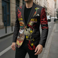 Papua New Guinea Christmas Blazer Funny Melanesian Santa with Bird-of-paradise Tribal Style LT03 - Polynesian Pride