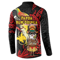 Papua New Guinea Christmas Button Sweatshirt Funny Melanesian Santa with Bird-of-paradise Tribal Style LT03 - Polynesian Pride