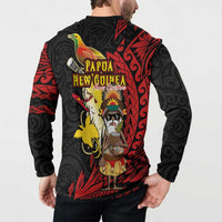 Papua New Guinea Christmas Button Sweatshirt Funny Melanesian Santa with Bird-of-paradise Tribal Style LT03 - Polynesian Pride