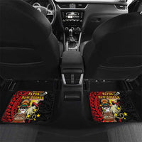 Papua New Guinea Christmas Car Mats Funny Melanesian Santa with Bird-of-paradise Tribal Style LT03 Set 2pcs - Back Black - Polynesian Pride