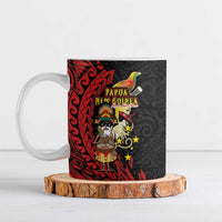 Papua New Guinea Christmas Ceramic Mug Funny Melanesian Santa with Bird-of-paradise Tribal Style LT03 Black - Polynesian Pride