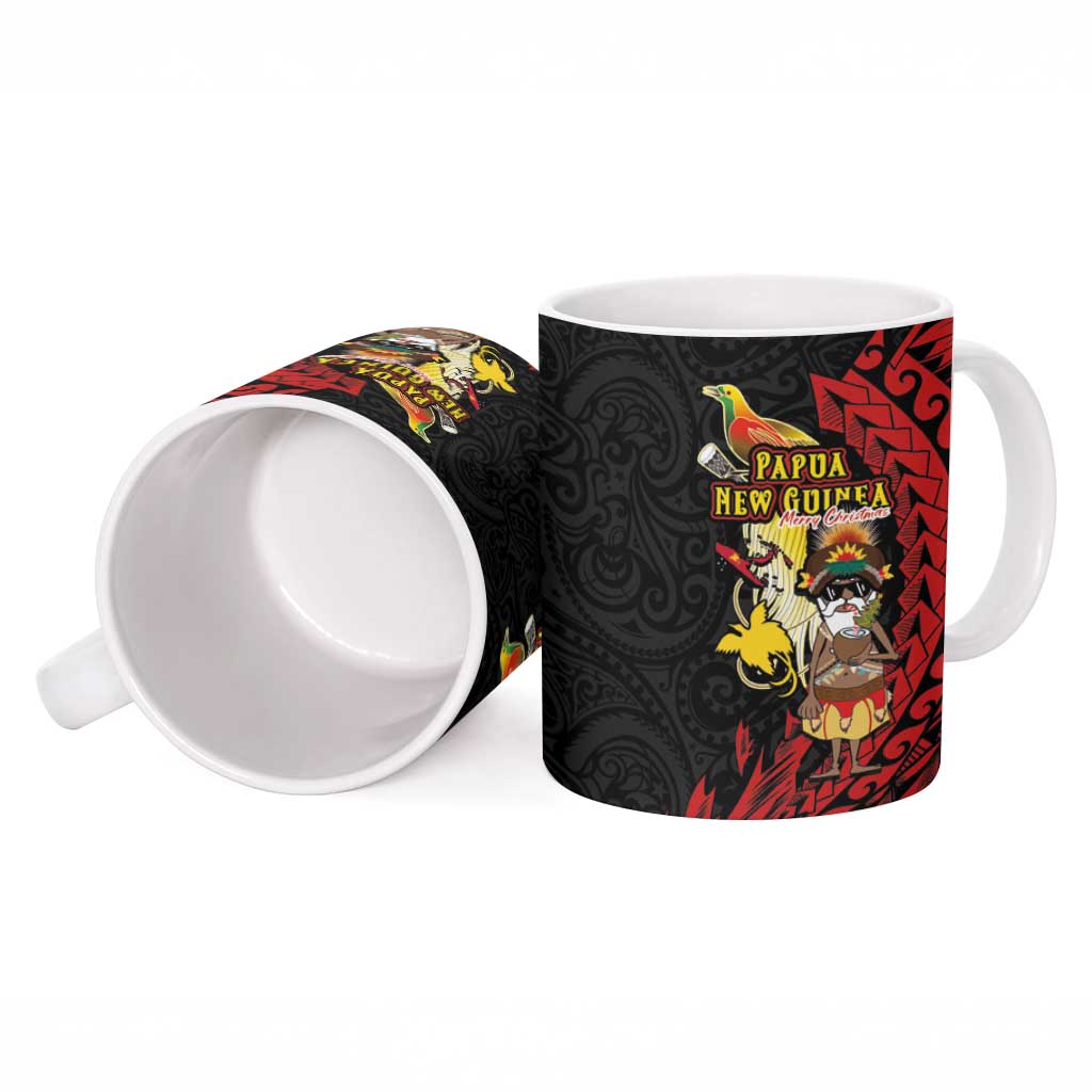 Papua New Guinea Christmas Ceramic Mug Funny Melanesian Santa with Bird-of-paradise Tribal Style LT03 - Polynesian Pride