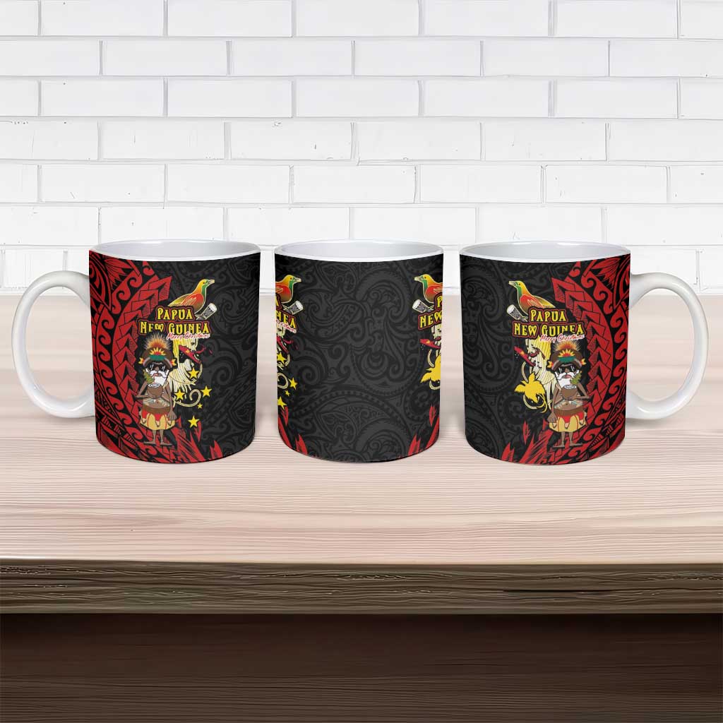 Papua New Guinea Christmas Ceramic Mug Funny Melanesian Santa with Bird-of-paradise Tribal Style LT03 - Polynesian Pride