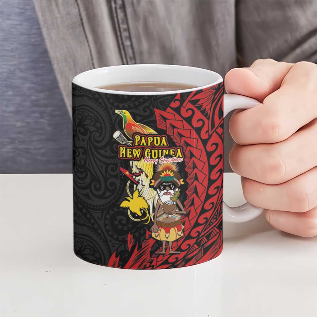Papua New Guinea Christmas Ceramic Mug Funny Melanesian Santa with Bird-of-paradise Tribal Style LT03 - Polynesian Pride