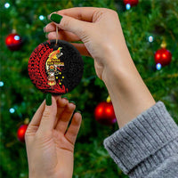 Papua New Guinea Christmas Ceramic Ornament Funny Melanesian Santa with Bird-of-paradise Tribal Style LT03 - Polynesian Pride