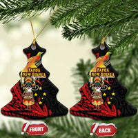 Papua New Guinea Christmas Ceramic Ornament Funny Melanesian Santa with Bird-of-paradise Tribal Style LT03 Christmas Tree Black - Polynesian Pride