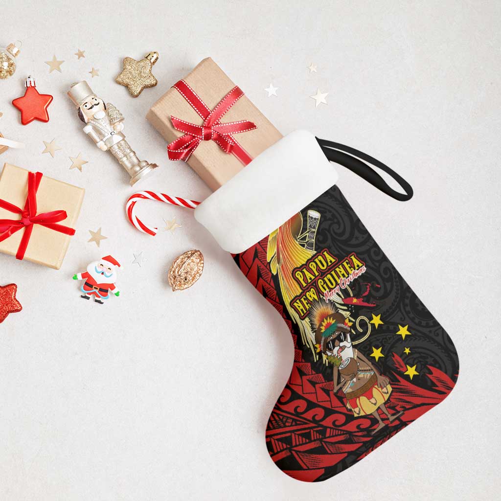 Papua New Guinea Christmas Stocking Funny Melanesian Santa with Bird-of-paradise Tribal Style LT03 - Polynesian Pride