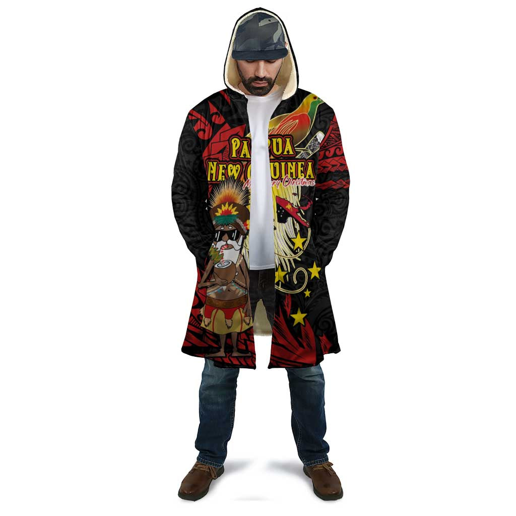 Papua New Guinea Christmas Cloak Funny Melanesian Santa with Bird-of-paradise Tribal Style LT03 - Polynesian Pride