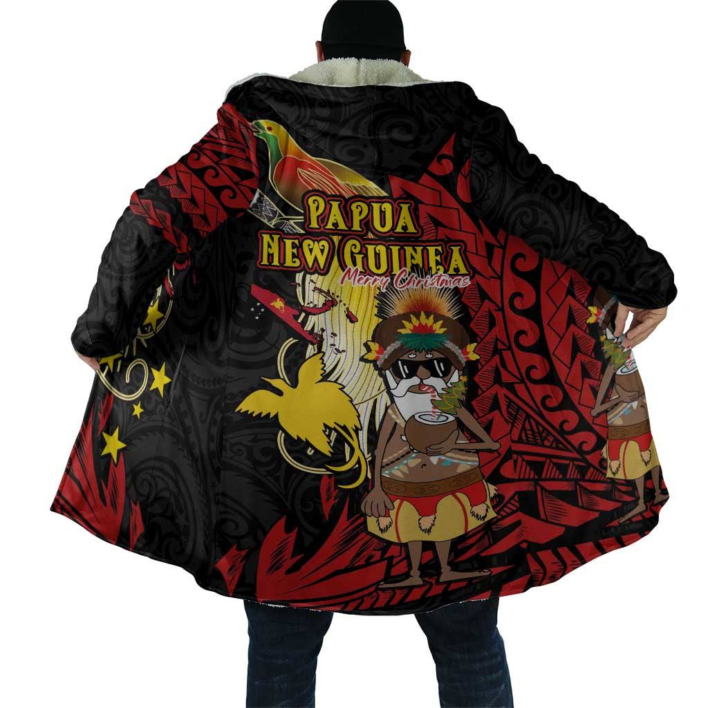 Papua New Guinea Christmas Cloak Funny Melanesian Santa with Bird-of-paradise Tribal Style LT03 - Polynesian Pride