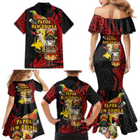Papua New Guinea Christmas Family Matching Mermaid Dress and Hawaiian Shirt Funny Melanesian Santa with Bird-of-paradise Tribal Style LT03 - Polynesian Pride