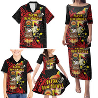 Papua New Guinea Christmas Family Matching Puletasi and Hawaiian Shirt Funny Melanesian Santa with Bird-of-paradise Tribal Style LT03 - Polynesian Pride