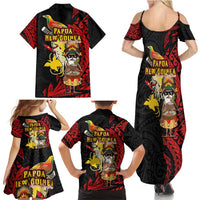Papua New Guinea Christmas Family Matching Summer Maxi Dress and Hawaiian Shirt Funny Melanesian Santa with Bird-of-paradise Tribal Style LT03 - Polynesian Pride
