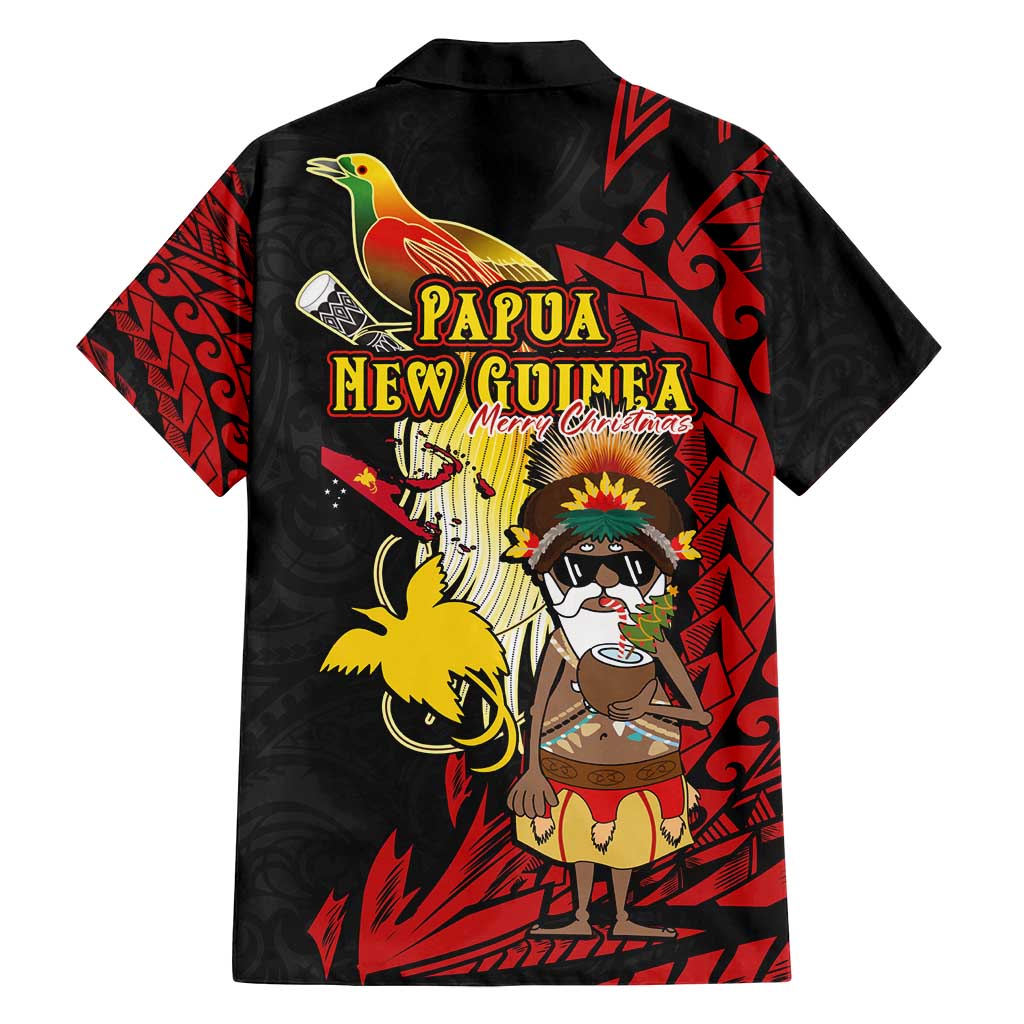 Papua New Guinea Christmas Family Matching Tank Maxi Dress and Hawaiian Shirt Funny Melanesian Santa with Bird-of-paradise Tribal Style LT03 - Polynesian Pride