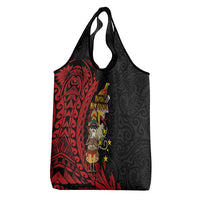 Papua New Guinea Christmas Grocery Bag Funny Melanesian Santa with Bird-of-paradise Tribal Style LT03 - Polynesian Pride
