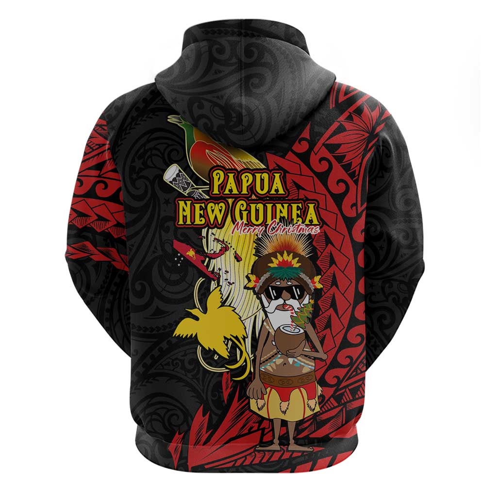 Papua New Guinea Christmas Hoodie Funny Melanesian Santa with Bird-of-paradise Tribal Style LT03 - Polynesian Pride