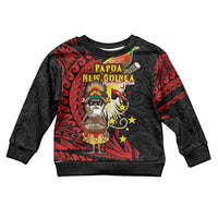 Papua New Guinea Christmas Kid Ugly Christmas Sweater Funny Melanesian Santa with Bird-of-paradise Tribal Style LT03 Kid Black - Polynesian Pride