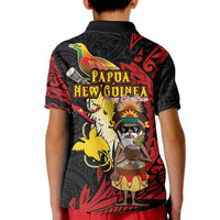 Papua New Guinea Christmas Kid Polo Shirt Funny Melanesian Santa with Bird-of-paradise Tribal Style LT03 - Polynesian Pride