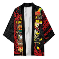 Papua New Guinea Christmas Kimono Funny Melanesian Santa with Bird-of-paradise Tribal Style LT03 Unisex Black - Polynesian Pride