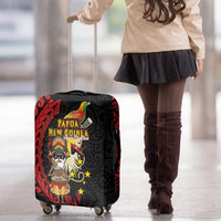 Papua New Guinea Christmas Luggage Cover Funny Melanesian Santa with Bird-of-paradise Tribal Style LT03 - Polynesian Pride