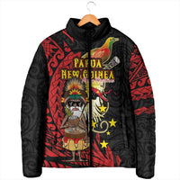 Papua New Guinea Christmas Padded Jacket Funny Melanesian Santa with Bird-of-paradise Tribal Style LT03 - Polynesian Pride