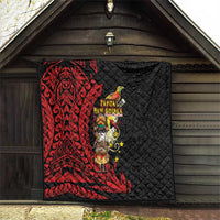 Papua New Guinea Christmas Quilt Funny Melanesian Santa with Bird-of-paradise Tribal Style LT03 - Polynesian Pride