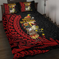 Papua New Guinea Christmas Quilt Bed Set Funny Melanesian Santa with Bird-of-paradise Tribal Style LT03 Black - Polynesian Pride