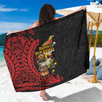 Papua New Guinea Christmas Sarong Funny Melanesian Santa with Bird-of-paradise Tribal Style LT03 One Size 44 x 66 inches Black - Polynesian Pride