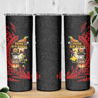 Papua New Guinea Christmas Skinny Tumbler Funny Melanesian Santa with Bird-of-paradise Tribal Style LT03 - Polynesian Pride
