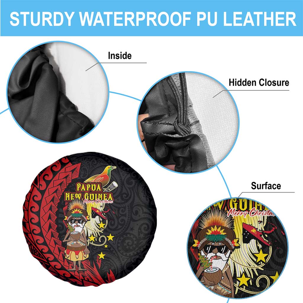 Papua New Guinea Christmas Spare Tire Cover Funny Melanesian Santa with Bird-of-paradise Tribal Style LT03 - Polynesian Pride