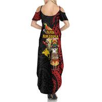 Papua New Guinea Christmas Summer Maxi Dress Funny Melanesian Santa with Bird-of-paradise Tribal Style LT03 - Polynesian Pride