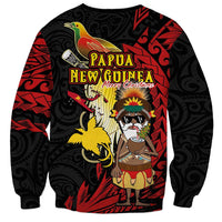 Papua New Guinea Christmas Sweatshirt Funny Melanesian Santa with Bird-of-paradise Tribal Style LT03 - Polynesian Pride