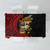 Papua New Guinea Christmas Tablecloth Funny Melanesian Santa with Bird-of-paradise Tribal Style LT03 Black - Polynesian Pride