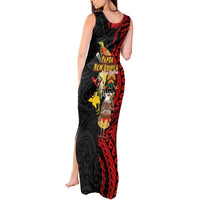 Papua New Guinea Christmas Tank Maxi Dress Funny Melanesian Santa with Bird-of-paradise Tribal Style LT03 - Polynesian Pride