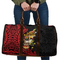 Papua New Guinea Christmas Travel Bag Funny Melanesian Santa with Bird-of-paradise Tribal Style LT03 Black - Polynesian Pride