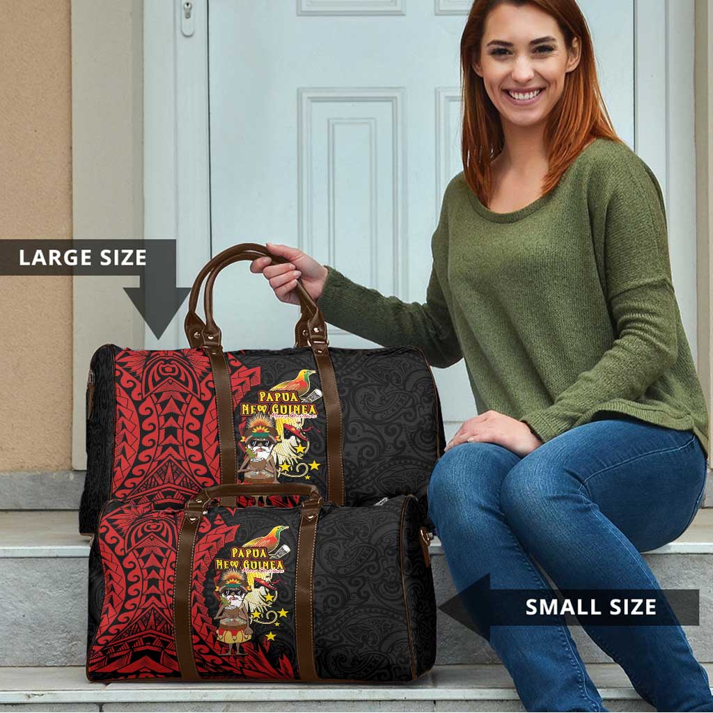Papua New Guinea Christmas Travel Bag Funny Melanesian Santa with Bird-of-paradise Tribal Style LT03 - Polynesian Pride