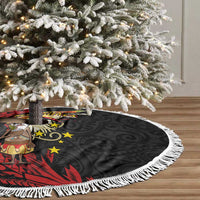 Papua New Guinea Christmas Tree Skirt Funny Melanesian Santa with Bird-of-paradise Tribal Style LT03 - Polynesian Pride