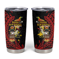Papua New Guinea Christmas Tumbler Cup Funny Melanesian Santa with Bird-of-paradise Tribal Style LT03 Black - Polynesian Pride