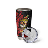 Papua New Guinea Christmas Tumbler Cup Funny Melanesian Santa with Bird-of-paradise Tribal Style LT03 - Polynesian Pride