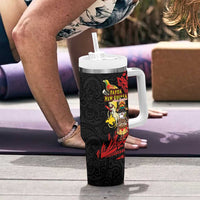 Papua New Guinea Christmas Tumbler With Handle Funny Melanesian Santa with Bird-of-paradise Tribal Style LT03 - Polynesian Pride