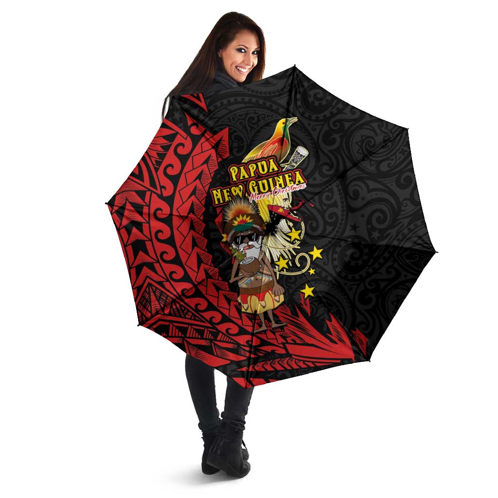 Papua New Guinea Christmas Umbrella Funny Melanesian Santa with Bird-of-paradise Tribal Style LT03 - Polynesian Pride