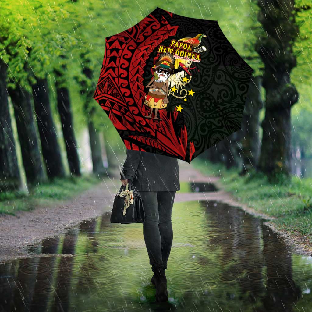 Papua New Guinea Christmas Umbrella Funny Melanesian Santa with Bird-of-paradise Tribal Style LT03 - Polynesian Pride